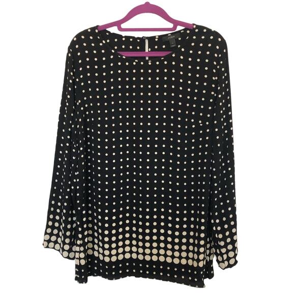 J. Crew Tops - J. Crew black and white polka dot blouse size 6